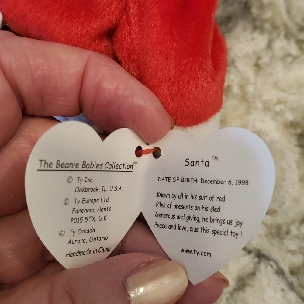 Ty Beanie Babies set of 2 Holiday , snowball and Santa